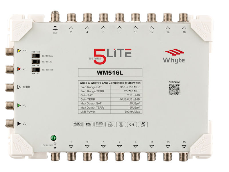 Whyte 5 Lite WM516L 5 Wire 16-Way Multiswitch inc PSU