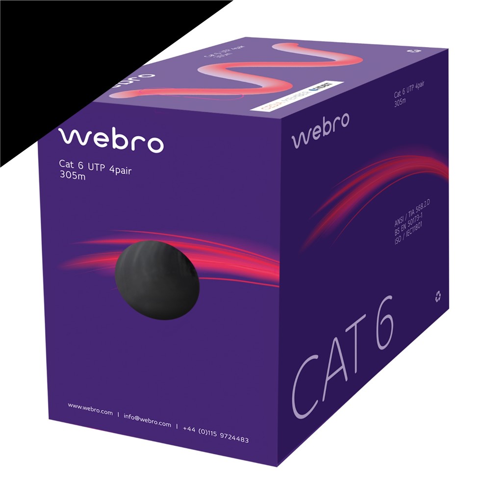 WEBRO CAT6 HDBaseT LSNH *BLACK* (305M) 4 Pair U/UTP, CPR Class ECA