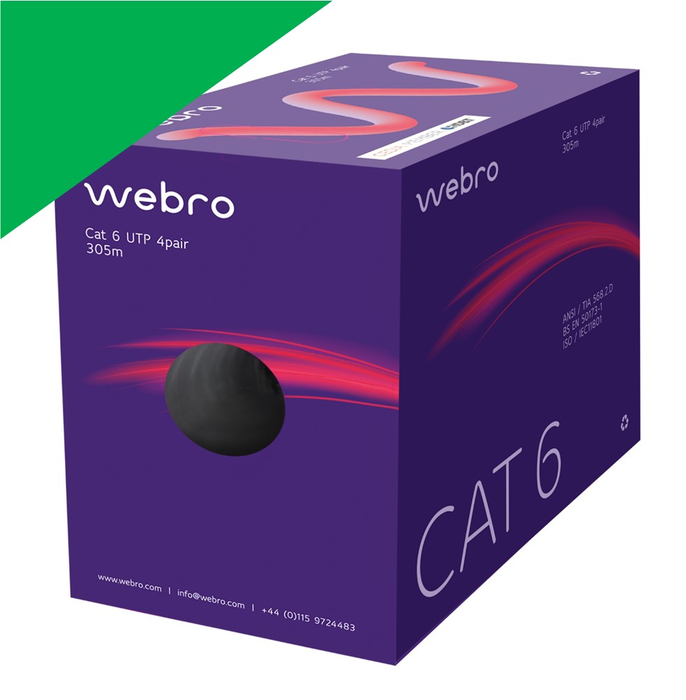 WEBRO CAT6 HDBaseT LSNH *GREEN* (305M) 4 Pair U/UTP, CPR Class ECA