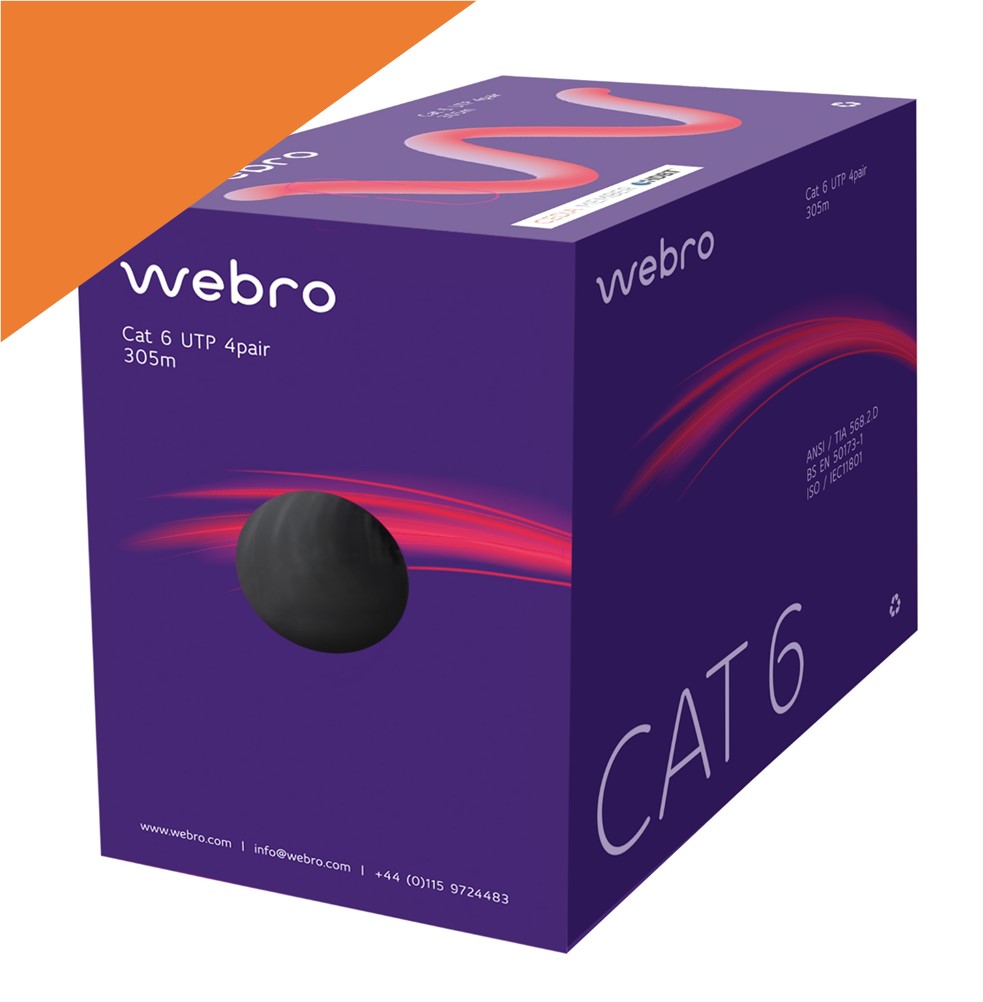 WEBRO CAT6 HDBaseT LSNH *ORANGE* (305M) 4 Pair U/UTP, CPR Class ECA