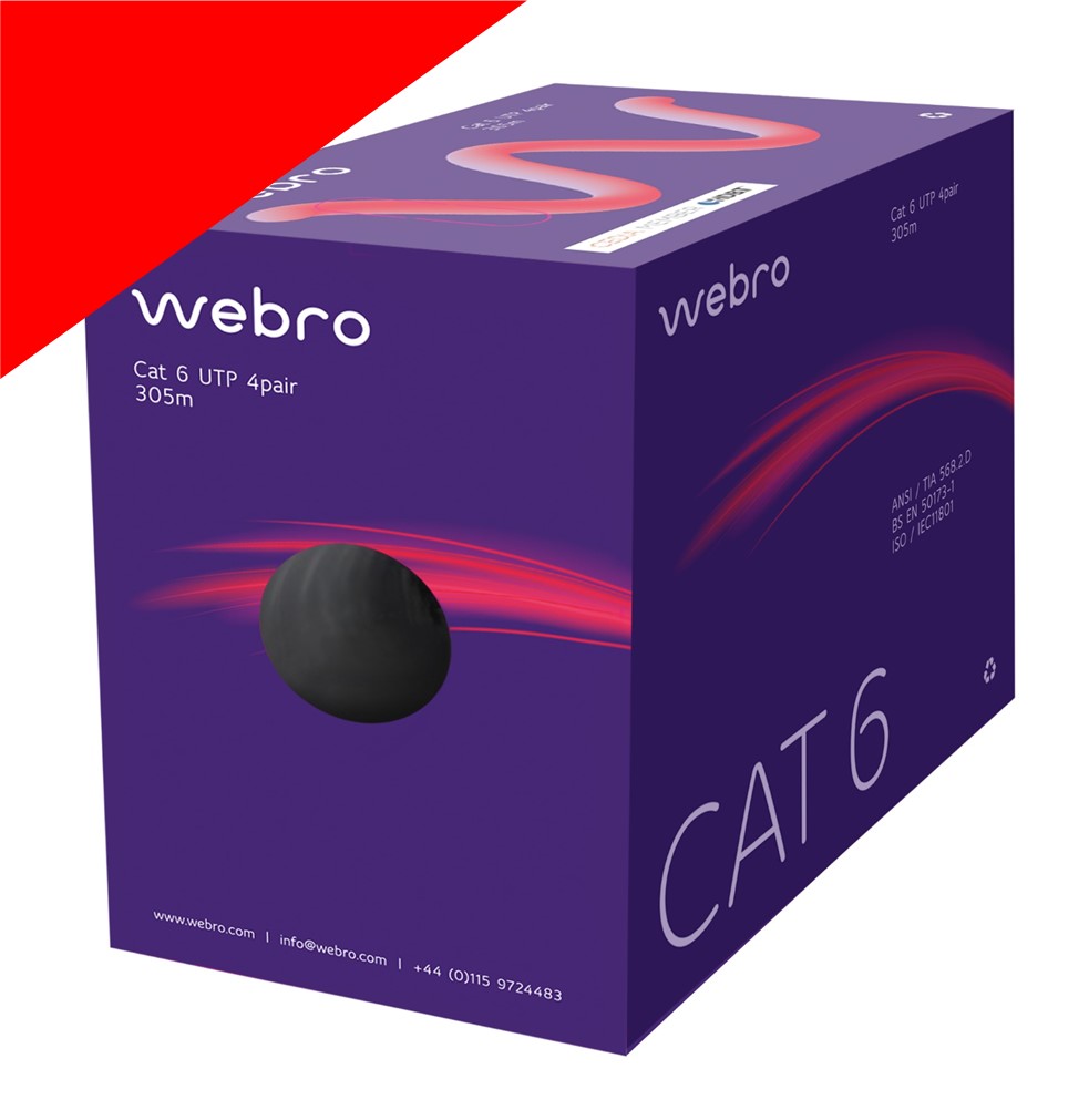 WEBRO CAT6 HDBaseT LSNH *RED* (305M) 4 Pair U/UTP, CPR Class ECA