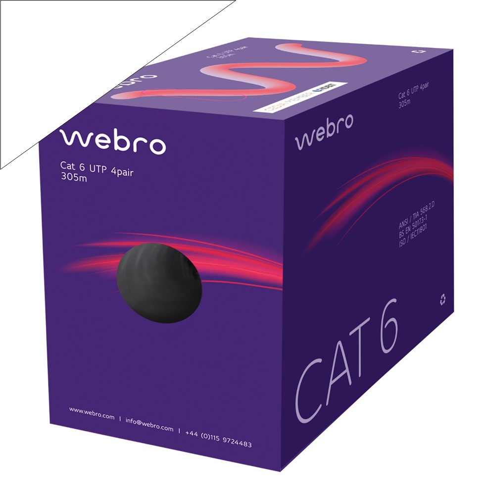 WEBRO CAT6 HDBaseT LSNH *WHITE* (305M) 4 Pair U/UTP, CPR Class ECA