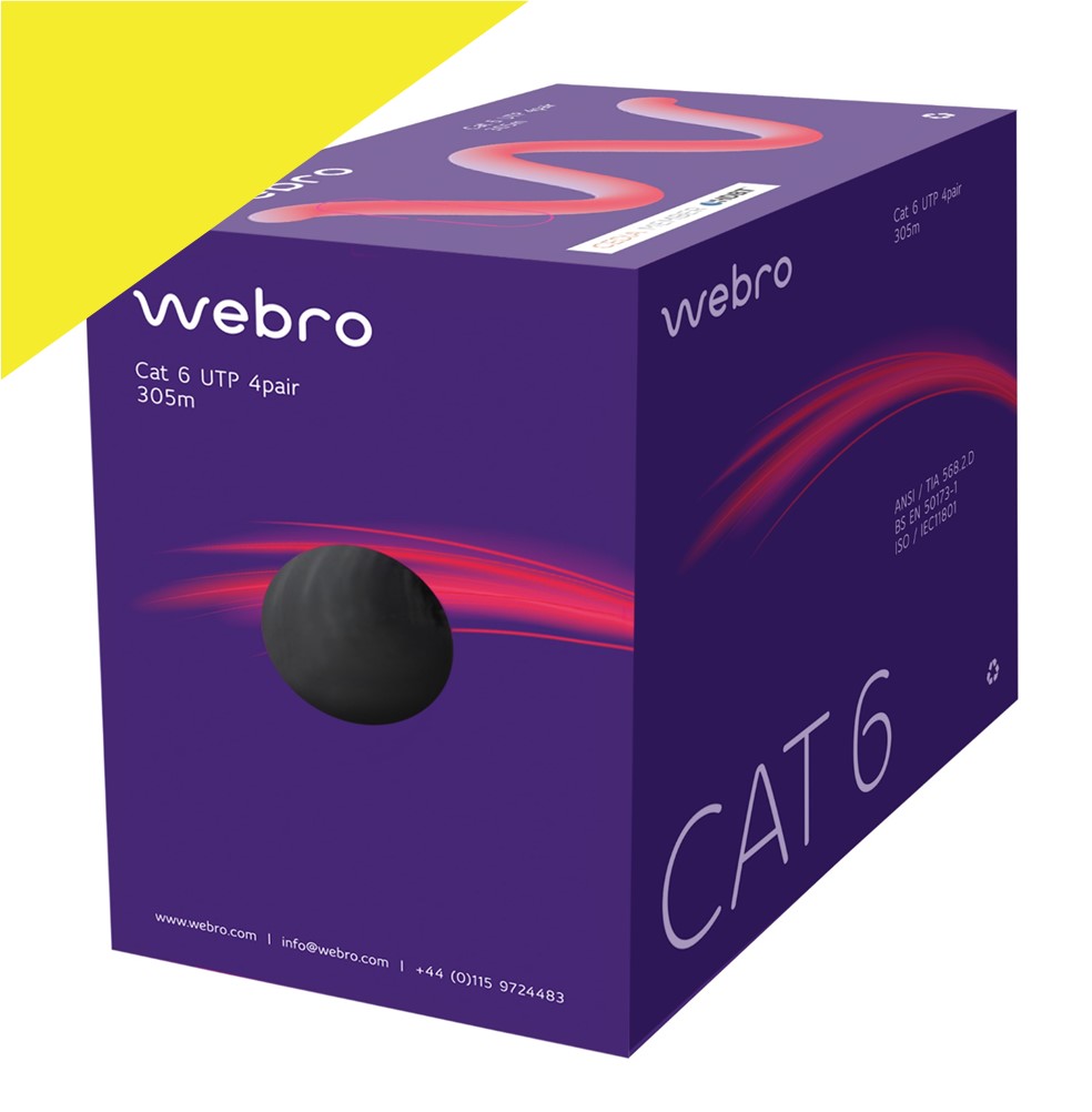 WEBRO CAT6 HDBaseT LSNH *YELLOW* (305M) 4 Pair U/UTP, CPR Class ECA