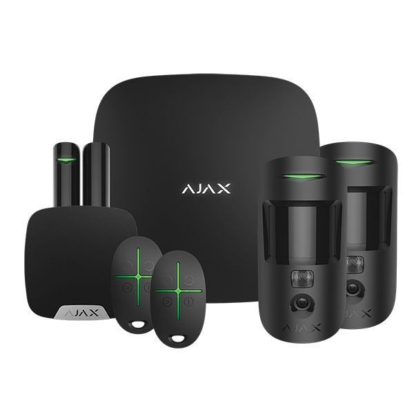 Ajax Kit 2 Cam Apartment with keyfobs 8PD BLACK