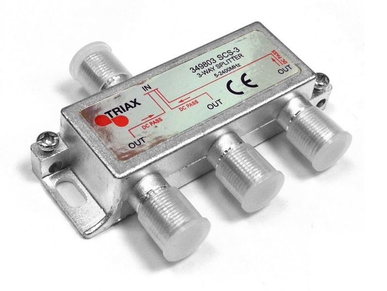 Triax 349823 3-Way Internal F Splitter DC Pass 5-2400 Mhz (Single)