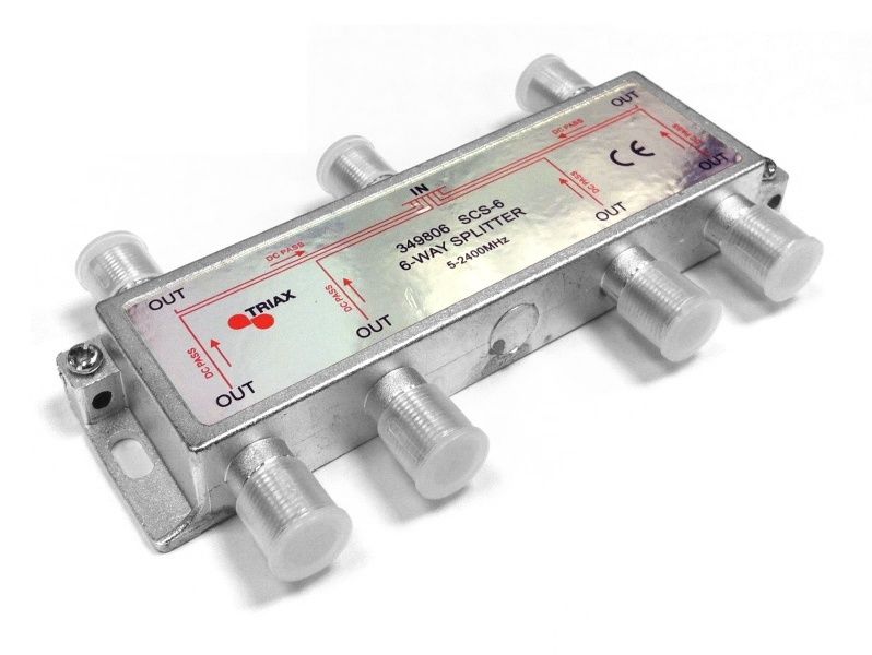 Triax 349826 6-Way Internal F Splitter DC Pass 5-2400 Mhz (Single)