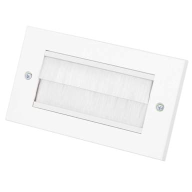 PHILEX DOUBLE CABLE ENTRY/EXIT FACEPLATE FOR CABLE MANAGEMENT WHITE (Brush Plate)
