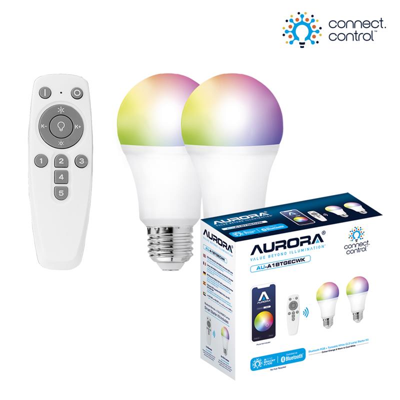 AOne Smart Kit with 2 x E27 Dimmable BT Smart Lamps + Remote