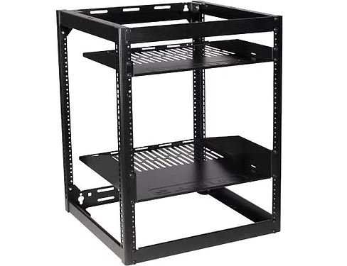 SANUS 15U AV Rack Stackable Open Frame Network Rack BLACK