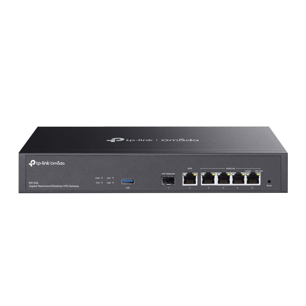 TP Link ER7406 Omada Gigabit VPN Gateway - 1x SFP WAN/LAN / 5x RJ45 (1x WAN / 4x