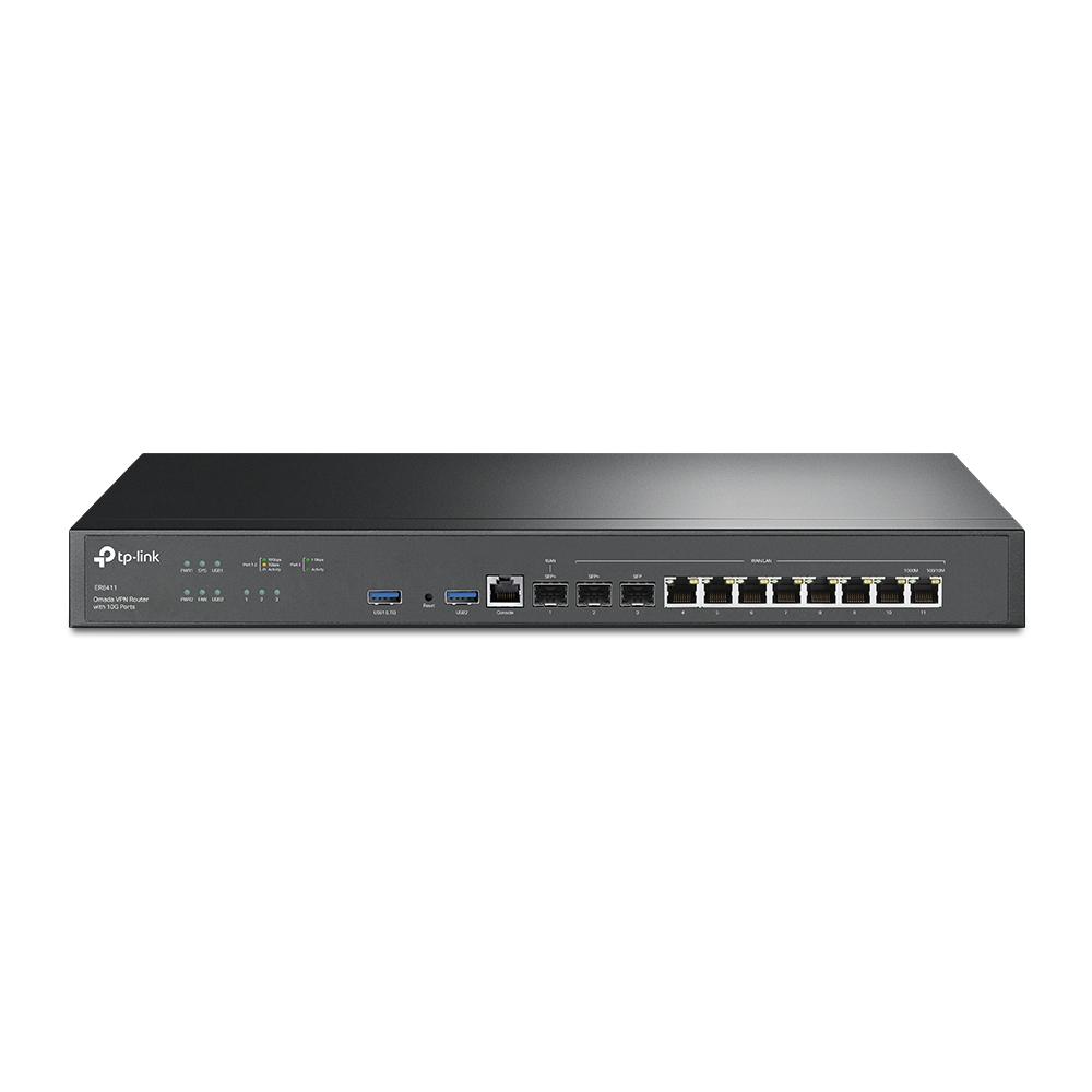 TP Link ER8411 Omada VPN Router 10Gb Ports - 2x SFP+ / 10x WAN (8x RJ45 / 2x Fiber)