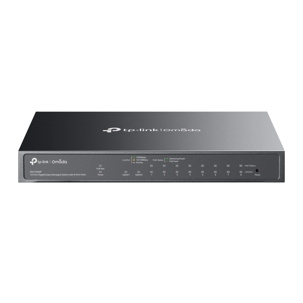 TP Link ES210GMP Omada 10-Port Gigabit Easy Managed Switch with 8-Port PoE