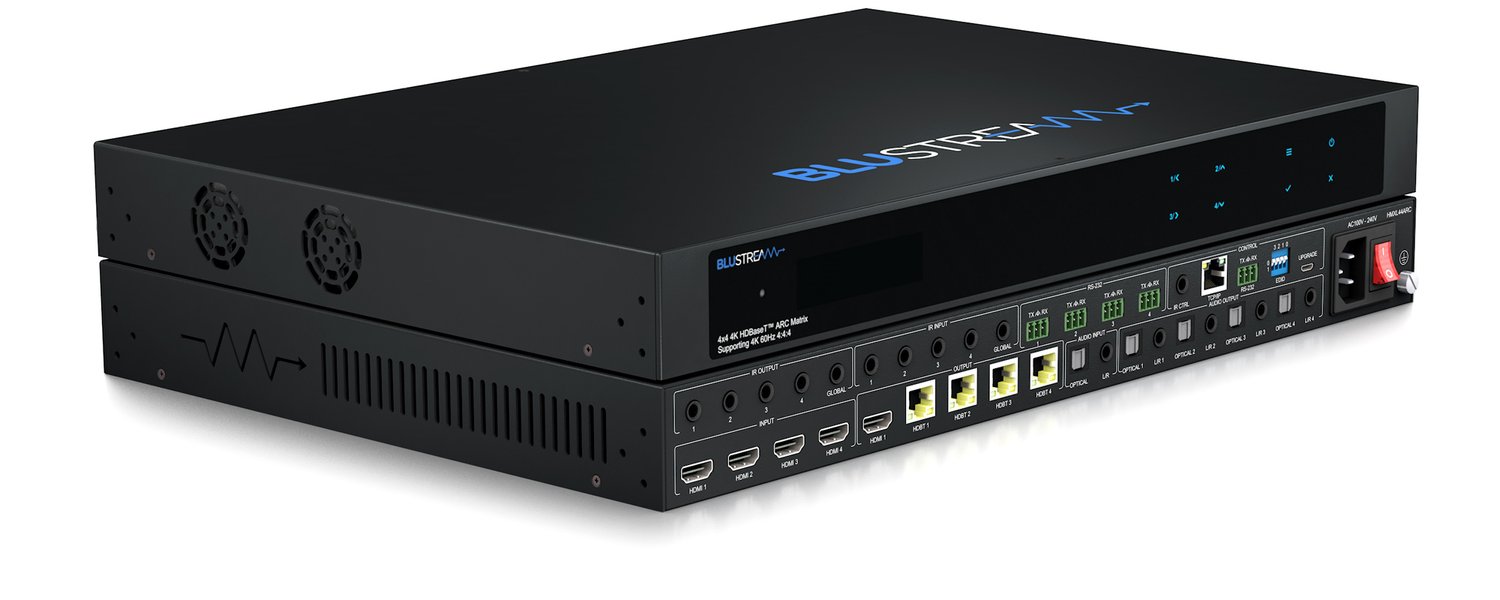 Blustream 4x4 HDBaseT CSC AV Matrix Kit (4K60Hz 4:4:4 up to 40m)ARC Bi Directional