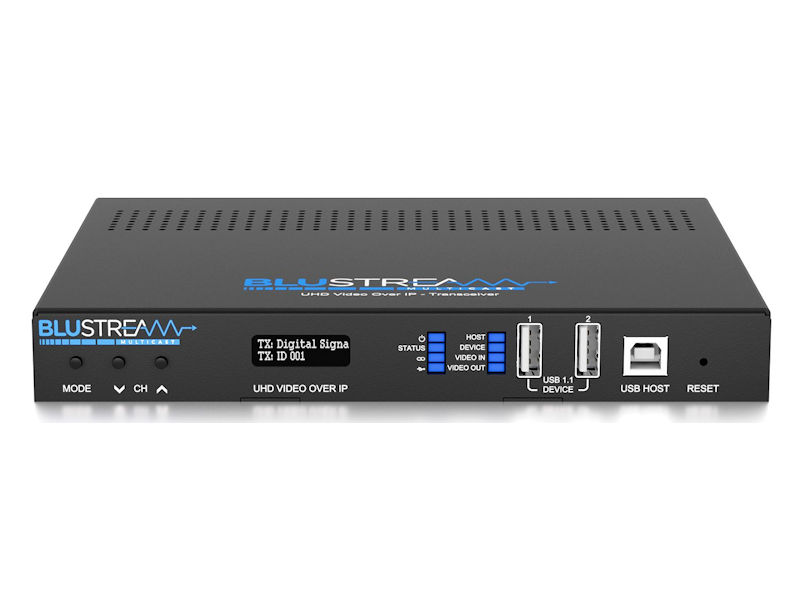 Blustream IP Multicast Simultaneous UHD Video In/Out Transceiver over 10Gb Network