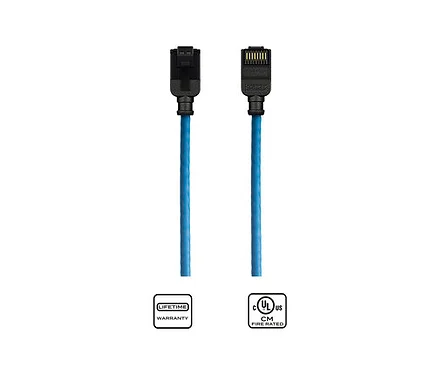 Kordz PRO Slim Profile Category 6 Network Blue Patch Cord 0.15m Foil Bag