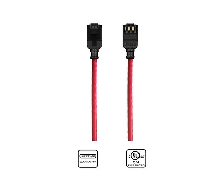 Kordz PRO Slim Profile Category 6 Network Red Patch Cord 0.15m Foil Bag