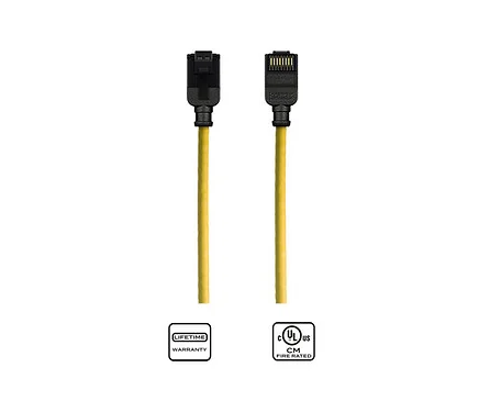 Kordz PRO Slim Profile Category 6 Network Yellow Patch Cord 0.15m Foil Bag