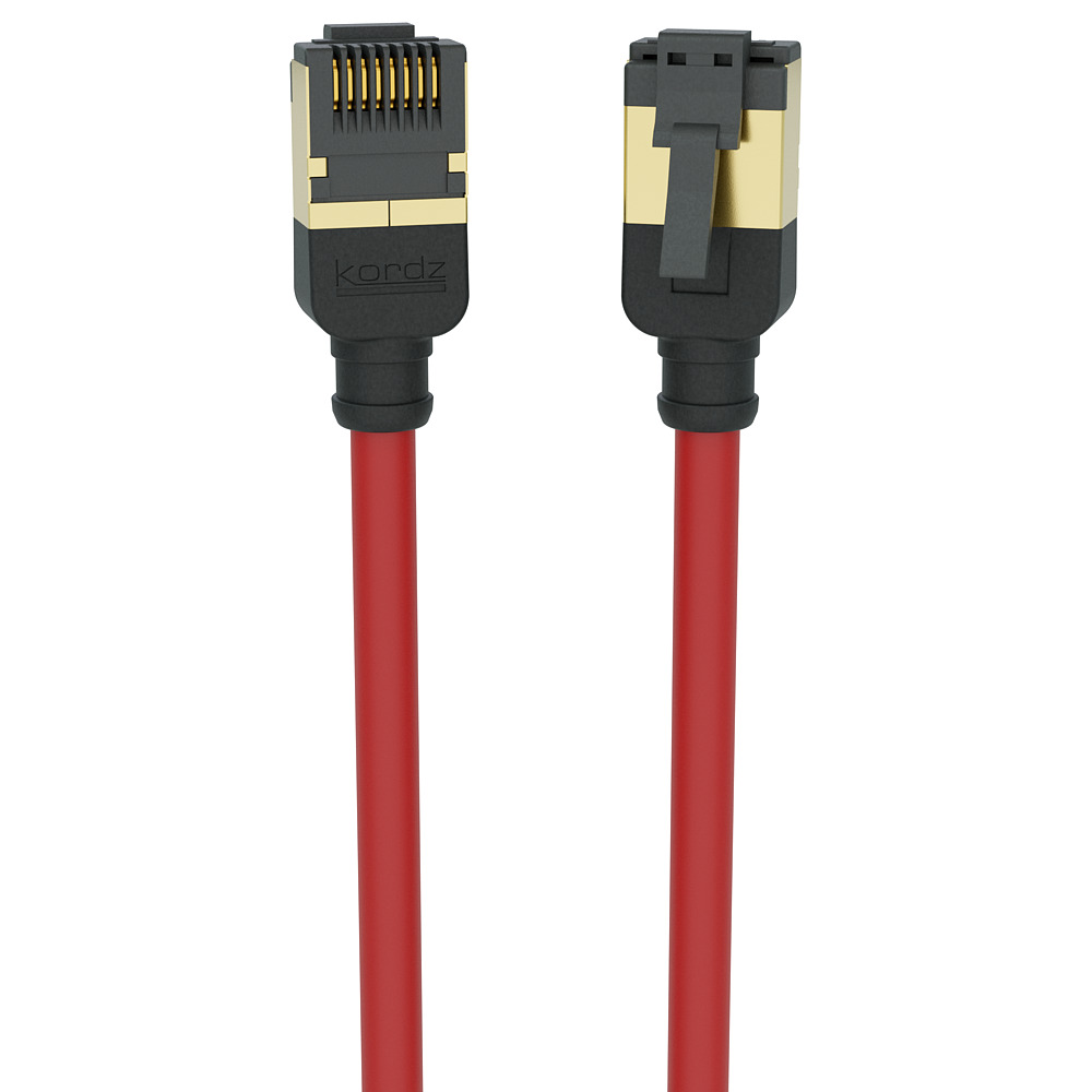 Kordz PRS Slim Profile Category 6A Network Red Patch Cord 0.15m Foil Bag