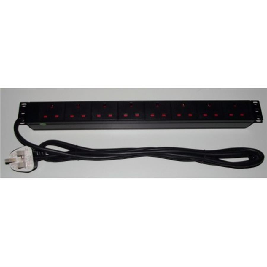 AllRack 8-Way PDU w/ 2.5M UK Lead - No Switch