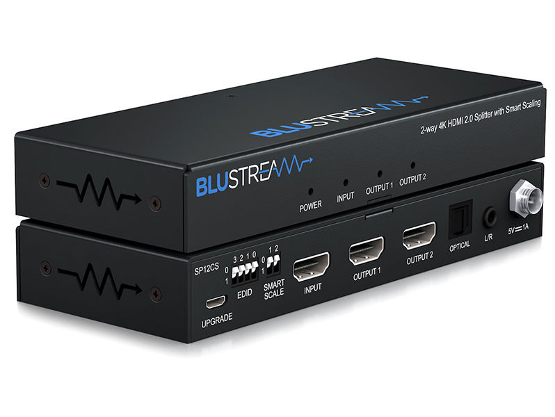 Blustream 2-Way 4K HDMI2.0 HDCP2.2 Splitter with Smart Scaling, Audio