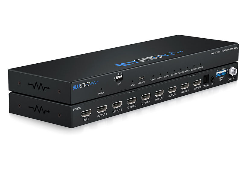 Blustream 8-Way 4K HDMI2.0 HDCP2.2 Splitter with Smart Scaling, Audio