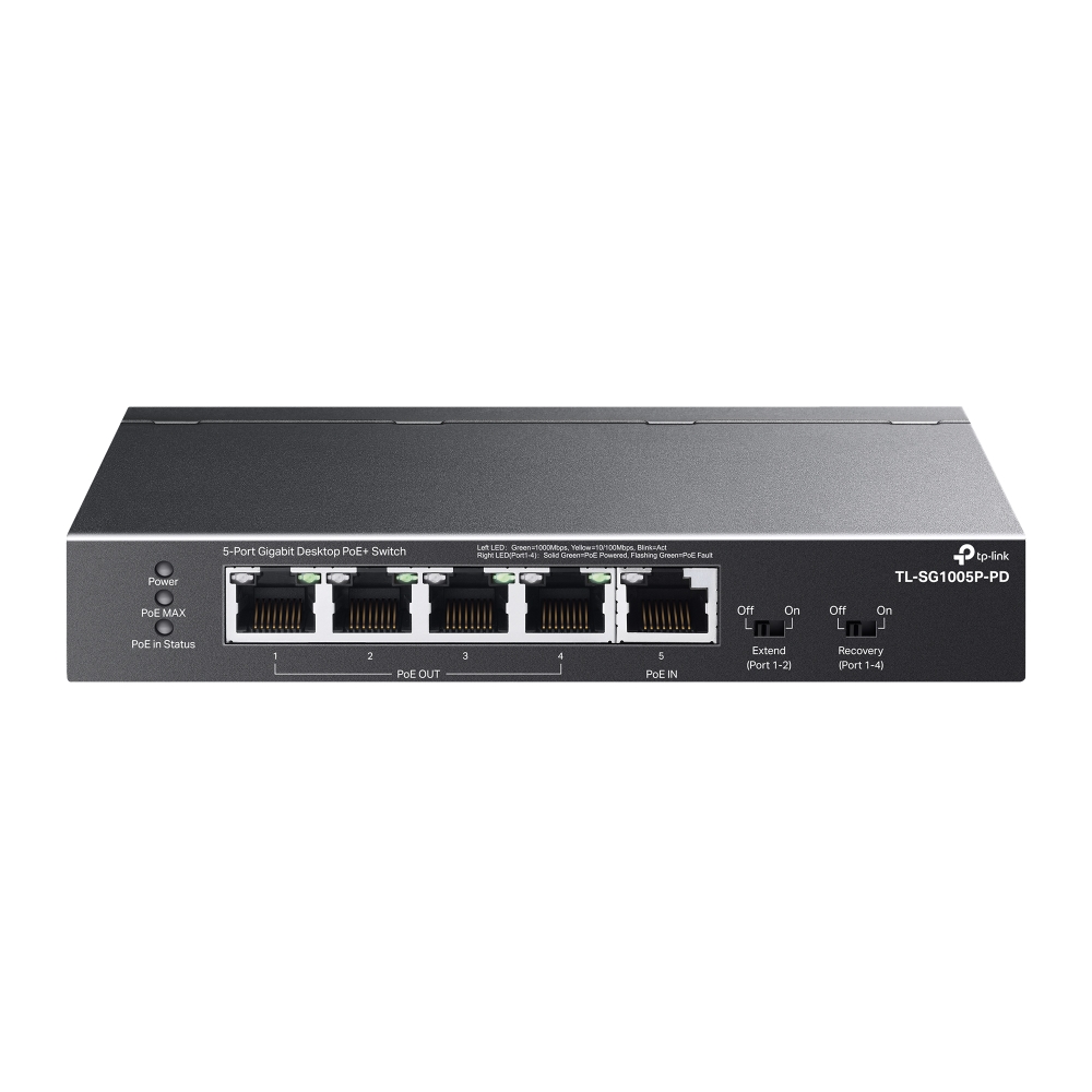 TP Link SG1005P-PD 5-Port Gigabit Desktop PoE Switch with 1-Port PoE++ In & 4-Port