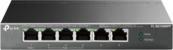 TP Link SG1006PP 6-Port Gigabit Desktop PoE Switch with 1-Port PoE++ & 3-Port