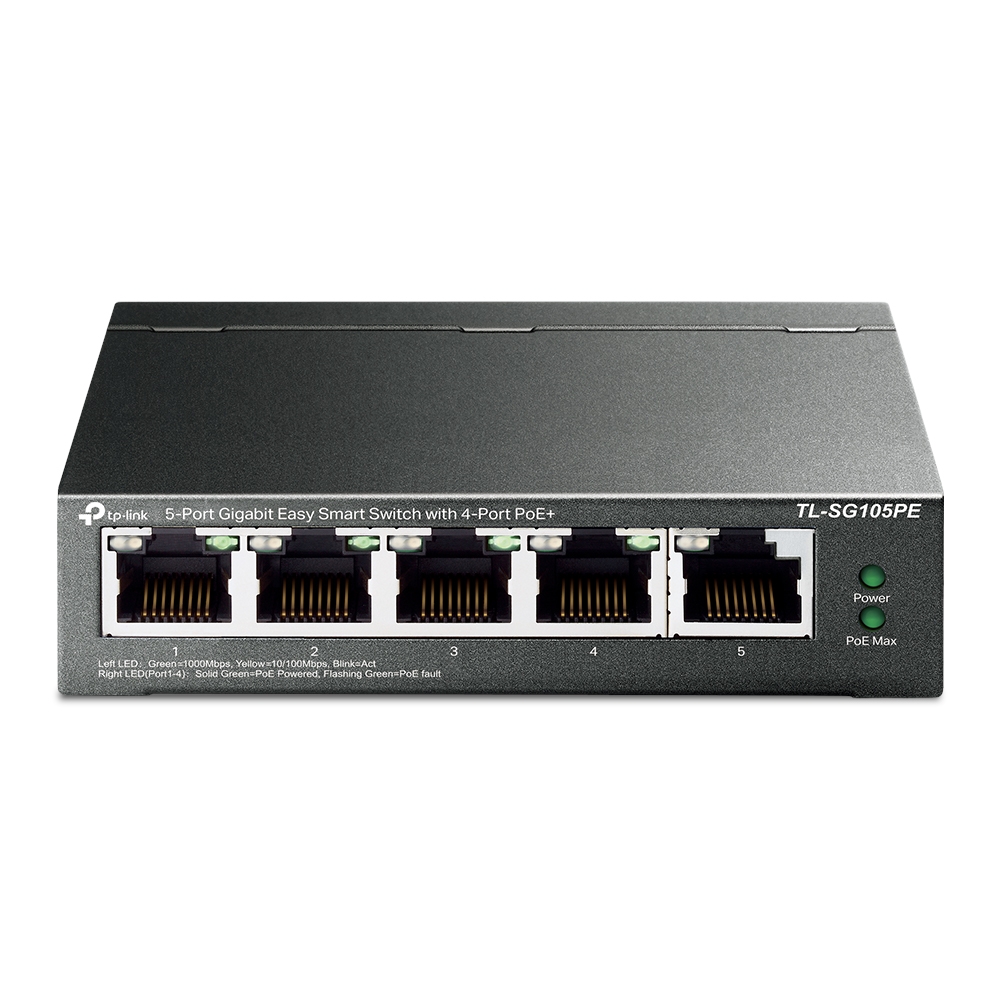 TP Link SG105PE 5-Port Gigabit Easy Smart Switch with 4-Port PoE+ 65W