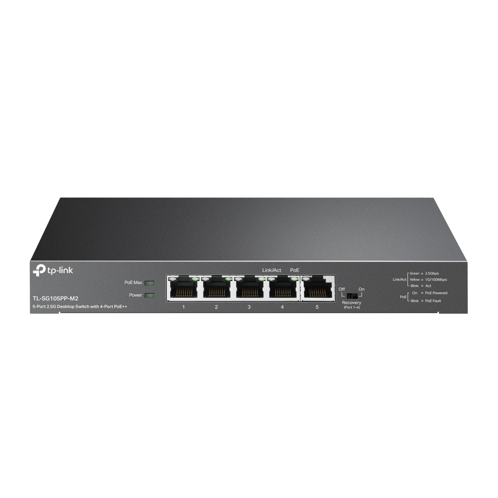 TP Link SG105PP-M2 5-Port 2.5G Desktop Switch with 4-Port PoE++ 123W