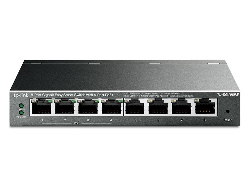 TP Link SG108PE 8-Port Gigabit Easy Smart Switch with 4-Port PoE+ 64W